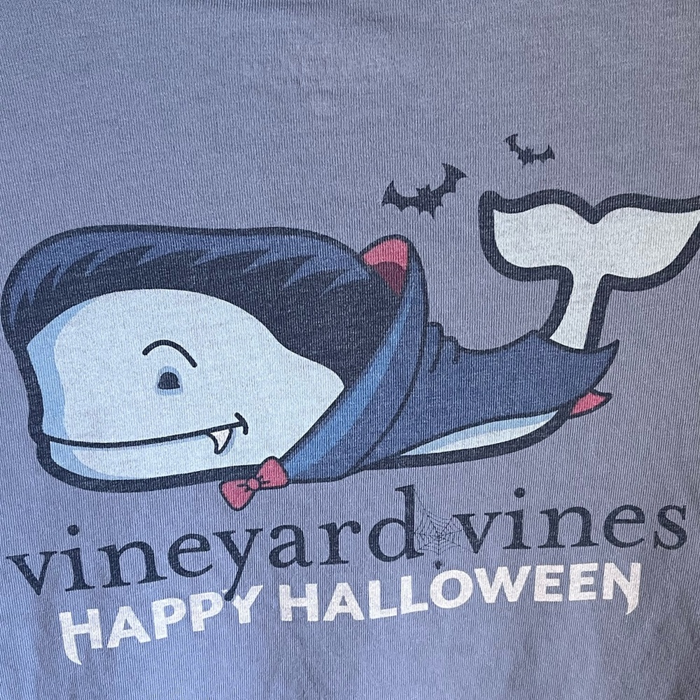 Vineyard Vines Happy Halloween Dracula Graphic Unisex Boys LS Tee XL 18 Play